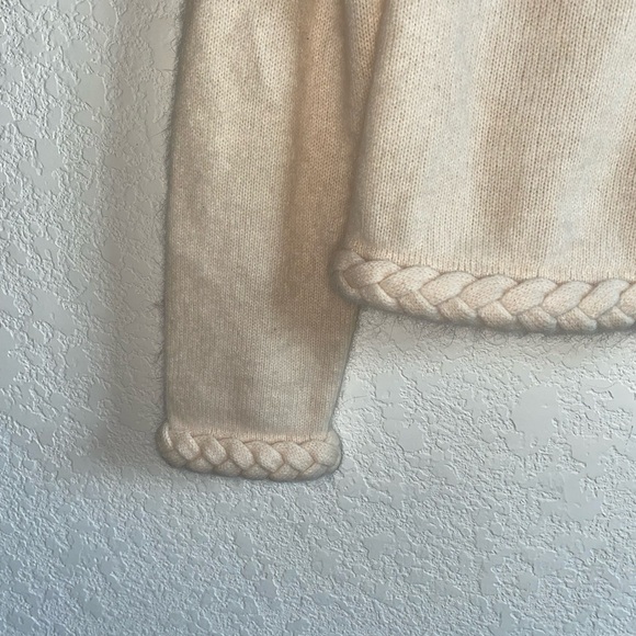 David Brooks Lamb Wool Angora Rabbit Hair Blend Cream Braided Cream Cardigan S - Picture 8 of 13